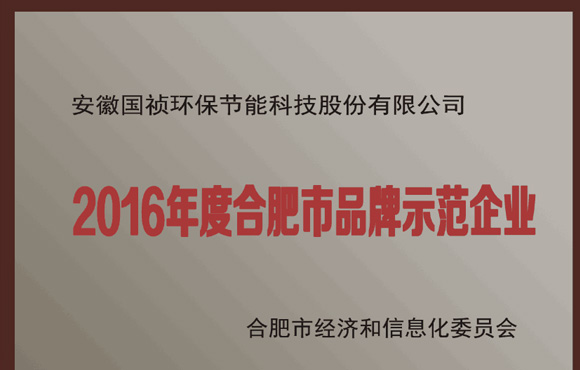 国祯环保荣获2016年度“岳阳市品牌示范企业”称号